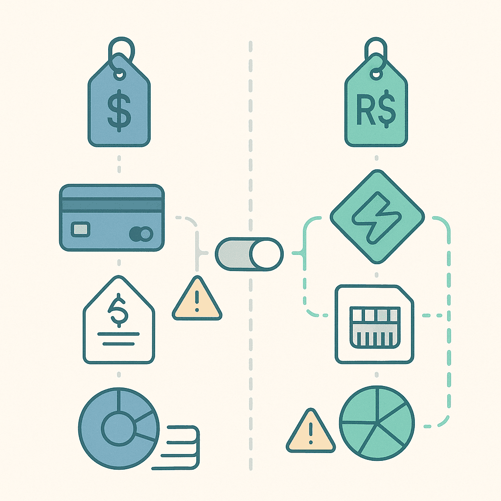 Brazil and US pricing strategy comparison dashboard